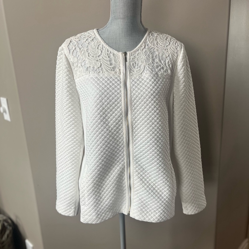 Chico's White Quilted Sweater/Jacket